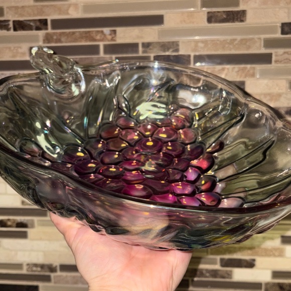 Indiana Glass Company Purple Carnival Glass Grape Bowl - Picture 4 of 8